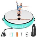 Goplus 40" Inflatable Round Gymnastic Mat Floor Mat Tumbling with Pump Green