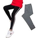 MEILONGER 2 Pack Girls Leggings Kids Baselayer Pants for Athletic Dance Workout Running Yoga Size 6-7,8,10-12,14-16(Black+Gray,10-12)