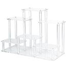 6-Tier Acrylic Display Riser Display Stand Display Shelf Perfume Organizer Cologne Rack, Tabletop Acrylic Riser for Display Collectibles Action Figures Funko Pop, Tiered Display Stand with Base, Large