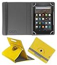 Acm Rotating Leather Flip Case Compatible with Kindle All Fire Hd 8 Tablet Cover Stand Yellow