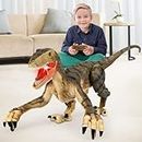 Mini Tudou Remote Control Dinosaur Toys,Electronic Walking Toys with LED Light Up&Realistic Simulation Sounds,2.4Ghz Velociraptor Robot Toys,Best RC Dinosaur Gifts for Boys Kids Age 5 6 7 8 9