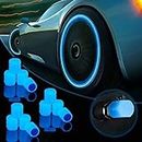 AARKRI SALES All-New Bike/Car Tyre Air Valve Caps – Universal Fluorescent Tire Valve Caps for Cars & Bikes with Neon Glow - Brighten Up Your Ride Instantly, (Pack of- 8, Blue)