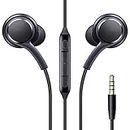 ShopMagics In-Ear Headphones Earphones for Xiaomi Poco X3 / X 3 Earphone Original Like Wired Stereo Deep Bass Head Hands-free Headset Earbud With Built in-line Mic, Call Answer/End Button, Music 3.5mm Aux Audio Jack (AKG5, Black)
