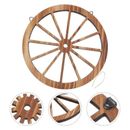 Wooden Wheel Rustic Wagon Hollow Cutout Smooth Edges for Garden Home Decoration