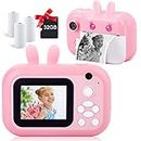 MINIBEAR Instant Print Camera for Kids with Print Paper, 40MP Zero Ink Digital Camera, Kids Selfie Video Camera, Child Toy Camera, Kids Camcorder with 2.4 Inch Screen and 32GB TF Card (Pink, H5)