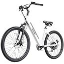 Gotrax Dolphin 26" Electric Bike, Max Range 30Miles(Pedal-assist1)&20Mph Power by 350W, 5 Pedal-Assist Levels&Front Suspension, 7-Speed&Boost Mode, City E-Bike for Adult Leisure Riding/Commuting White