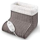 Beurer FW20UK Cosy Foot Warmer - Taupe | Electric foot warmer for cold feet | 3 temperature settings | Cosy teddy fleece lining | Soft and breathable | Suitable up to shoe size 12.5 | Washable lining