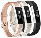 Vancle Lot de 3 bracelets de rechange réglables pour Fitbit Alta HR et Fitbit Alta (or rose/doré/noir, L)