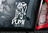 PUMI Car Sticker, Hungarian Herding Dog Window Sign Bumper Decal Gift Pet - V01