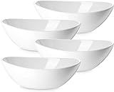 DOWAN 9" Porcelain Serving Bowls, Large Serving Dishes, 36 Ounce for Salads, Side Dishes, Pasta, Oval Shape, Microwave & Dishwasher Safe, Good Size for Dinner Parties, Set of 4, White