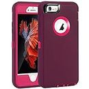 MAXCURY for iPhone 6 Plus Case, iPhone 6S Plus Case, Heavy Duty Shockproof Series Case for iPhone 6 Plus /6S Plus (5.5") with Built-in Screen Protector (Wine/Fushcia)