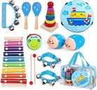 Kids Musical Instruments Sets 12pcs Wooden Percussion Instruments Toys Tambou...