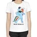 Rainbow Dash Pony Deal with It Camiseta Clásica De Mujer con Cuello Redondo y Manga Corta X-Large