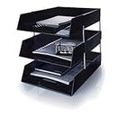 5 Star Black A4 Plastic Letter File Trays, Including Risers. (3 Trays/2 Riser Sets)