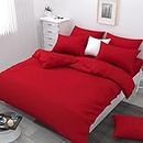 ZurZac Cotton Bedsheets for Double Bed Queen Size with 2 Pillow Cover Set 90 x 100 inch 250 TC Stripe Lining Bedsheet for Double Bed Mattress Family Bedroom Set (Pack of 1) (Red)
