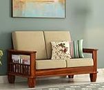 UrbonArts Wood Sofa Set 2 Seater Home Living Room | 2 Seater Sofa Set Wooden | Office Furniture Sofa Set | Without Pillow | Two Seater Sofa Set (Honey, 2 Seater), 2-Person Sofa, Brown