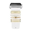 5 Pieces Watch Band Charm for Apple Watch Ultra/8/7/SE/6/5/4/3/2/1, Galaxy Watch 5/4/4 Classic/Active Strap Initial Letter Metal Loop, Bling Diamond Women DIY Bracelet Smartwatch Wristband Accessory