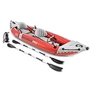 Intex Excursion Pro 2 Person Vinyl Inflatable Kayak with Aluminum Oars, Fishing Rod Holders, and High Output Pump for Rivers, Lakes, and Ocean, Red