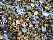 Metal Beads 50g Mix Gold/Silver DIY Jewellery Necklaces Bracelets  FREE POSTAGE