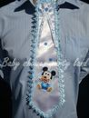 BABY SHOWER DAD TO BE TIE "IT'S A BOY"  Baby Mickey Mouse Blue Corsage Pin Sash