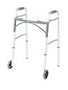 Front Wheeled Walker Folding Deluxe with 2 Button and 5" Wheels and 2 Free Pair Rear Glides, Adjustable Height (Short, Standard, Tall People) by Healthline Trading
