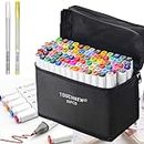 80 Colores Marker Pens,Rotulador Permanente de Graffiti con Doble Punta Arte Marker Pen Set.