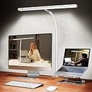 Airlonv LED Desk Lamp for Office Home, Eye-Caring Desk Light with Stepless Dimming Adjustable Flexible Gooseneck, 10W USB Adapter Desk Lamp with Clamp for Reading, Study, Workbench (White)