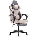 WOTSTA Gaming Chairs Massage Game Chair with Footrest Reclination Angle Adjustable Backrest Height Gamer Seat Equiped Retractable Wheels (Beige)