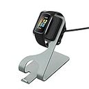 kwmobile USB Ladegerät kompatibel mit Fitbit Charge 5 / Luxe - USB Kabel Charger Stand - Smart Watch Ladestation - Ladekabel mit Standfunktion in Schwarz Grau
