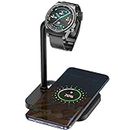 2 in 1 Watch Stand Wrieless Charger Compatible with iPhone/Huawei/Samsung/Airpods,Support for Samsung Galaxy Watch, LG, Garmin,Google Smart Watch Stand(Watch line not Included) (Black)