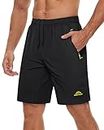 TACVASEN Workout Shorts Men Sports Running Training Shorts Quick Dry Swim Beach Shorts with Zipper Pockets Military Outdoor Shorts - Black - 34