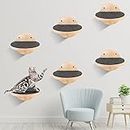Maitys 6 Pcs Cat Wall Mounted Shelves, Cat Wall Furniture with Scratching Non Slip Felt, Cat Wall Shelves Climbing Steps, Thick Secure Solid Wood Floating Wall Shelf for Sleeping Playing Lounging