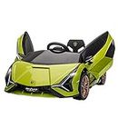 HOMCOM Lamborghini Sian Licensed 12V Kids Electric Ride On Car 2 Motors Toy Car with Remote Control Music Lights MP3 for 3-5 Years Green