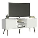 Madesa Modern TV Stand with 2 Doors, 2 Shelves for TVs up to 55 Inches, Wood Entertainment Center 23' H X 15'' D X 54'' L - White