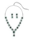 ZAVERI PEARLS Green Stones & Dazzling Austrian Diamonds Embellished Necklace & Earring Set For Women-ZPFK17196