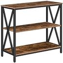 MAHANCRIS Sofa Table, Industrial Console Table, 3-Tier Narrow Side Table with Open Shelves, Foyer Table for Entryway, Hallway, Kitchen, Living Room and Bedroom, Easy Assembly, Rustic Brown CTHR8001Z