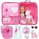 Ecore Fun 18 Inch Girl Doll Accessories with Doll Carrier Bag + Skirt + White Cloth Shoes + Doll Backpack + Doll Sunglasses + Toy Lamb(18 Inch Doll Accessories and Clothing)