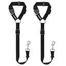 CGBOOM Dog Car Seat Belt, 2 Pack Dual Use Adjustable Dog Car Harness Restraints Leads Pet Puppy Dog Safety Seat Belt for Any Cars Vehicle Travel Dog Accessories (Black)