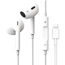 Lightning Headphones【MFi Certified Apple】Earphones iPhone Wired In-Ear iPhone Headphones(Volume Control & Built-in Microphone) Earbuds Compatible with iPhone 14Pro Max/14/13 Plus/12 Pro/7/8/11/X/XR/XS