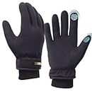 HIVER Nylon Mens & Womens Waterproof Gloves With Touchscreen Winter Gloves For Snow Minus Degrees For Trekking, Travelling (Medium, Blue, Running)