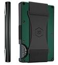 The Ridge Wallet For Men, Slim Wallet For Men - Thin as a Rail, Minimalist Aesthetics, Holds up to 12 Cards, RFID Safe, Blocks Chip Readers, Aluminum Wallet With Cash Strap (Forest Green)