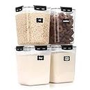 CASA LINGO Airtight Food Storage Containers with Lids, 4.4L Large Pantry Organization and Storage for Bulk Food Dry Food Cereal, Set of 4 Plastic Food Storage Containers