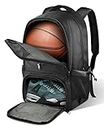 BROTOU Basketball Backpack, Large Basketball Bag with Shose&Ball Compartment, Soccer Backpack for Basketball/Volleyball/Football, Sports Training Equipment Bags for Men/Wome (Black)