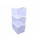 Really Useful Plastic Nestable Storage Box 83 Litre Clear (Pack of 3)