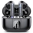 Csasan Auriculares Inalámbricos, Bluetooth 5.3 HiFi Estéreo con 4HD Micró, Reproducción de 40H Pantalla LED Cascos Inalambricos, Control Táctil, IPX7 Impermeable, Carga Rápida USB-C[2023]