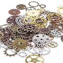 BIHRTC 100 Gram DIY Assorted Color Antique Metal Steampunk Gears Charms Pendant Clock Watch Wheel Gear for Crafting, Jewelry Making Accessory