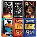 Bicycle Tally-Ho Playing Cards 6 Deck Collector's Bundle – Tally-Ho Metalluxe Blue | Tally-Ho Metalluxe Red | Bicycle Stargazer Sunspot | Bicycle Guardians | Bicycle Fire | Bicycle Amplified