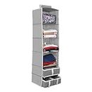PrettyKrafts Hanging Rack 6 Shelf with Drawer for Regular Garments, Shoes Storage Cupboard Accessories Organizer- Grey