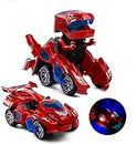 Electric Automatic Dinosaur Transforming Car with Flashing Lights and Sound for 3-7 Years Old Boys Girls Educational Toy Birthday Xmas Gifts for Kids