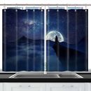 Wolf Curtains 2 Panel Set with Hooks for Kitchen Room Shower Waterproof Fabric